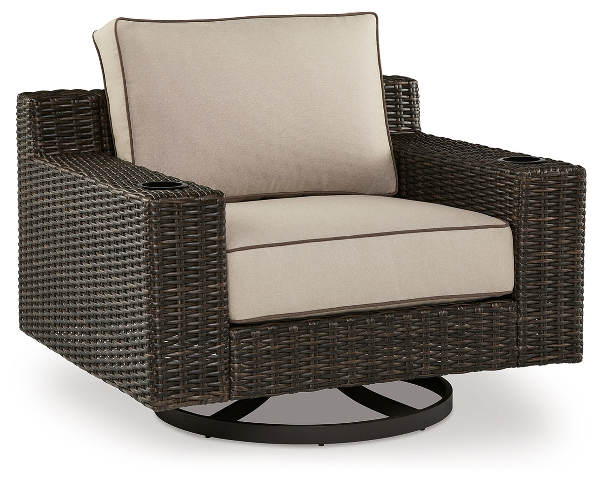 Coastline Brown Bay Outdoor Swivel Lounge With Cushion
