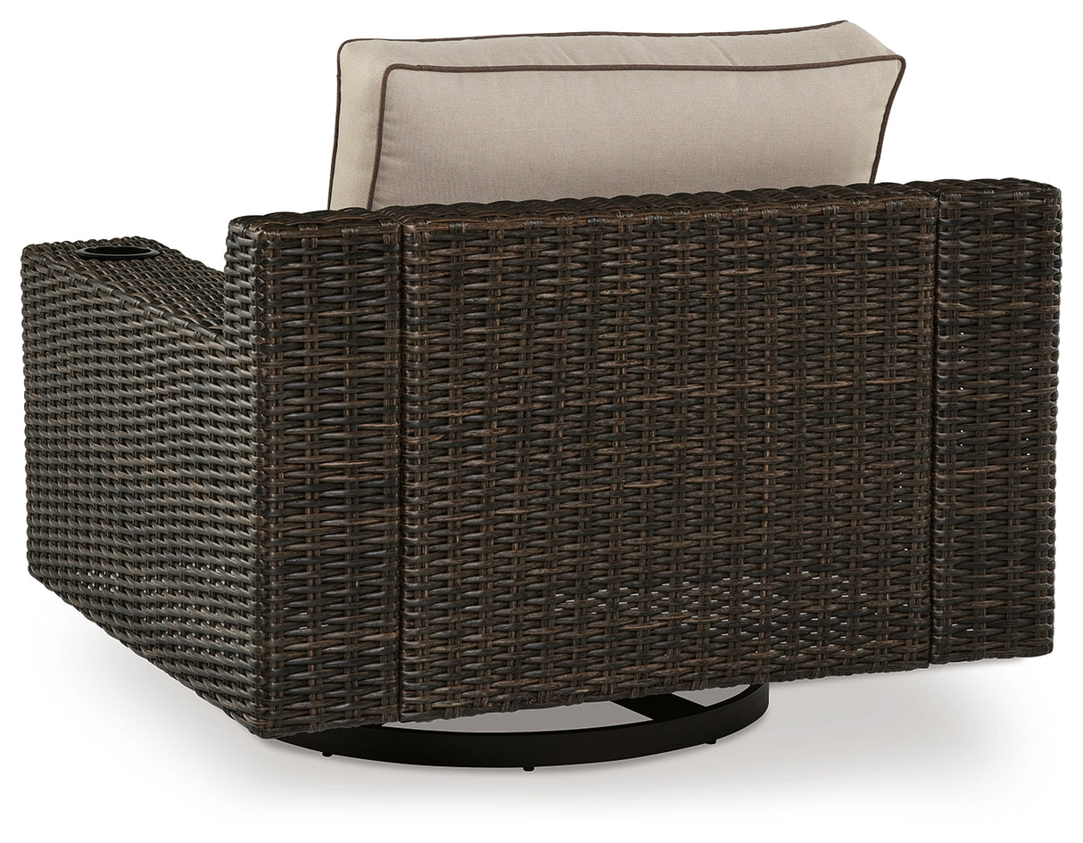 Coastline Brown Bay Outdoor Swivel Lounge With Cushion