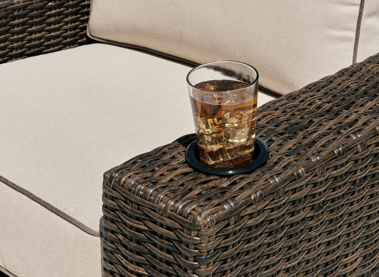 Coastline Brown Bay Outdoor Swivel Lounge With Cushion