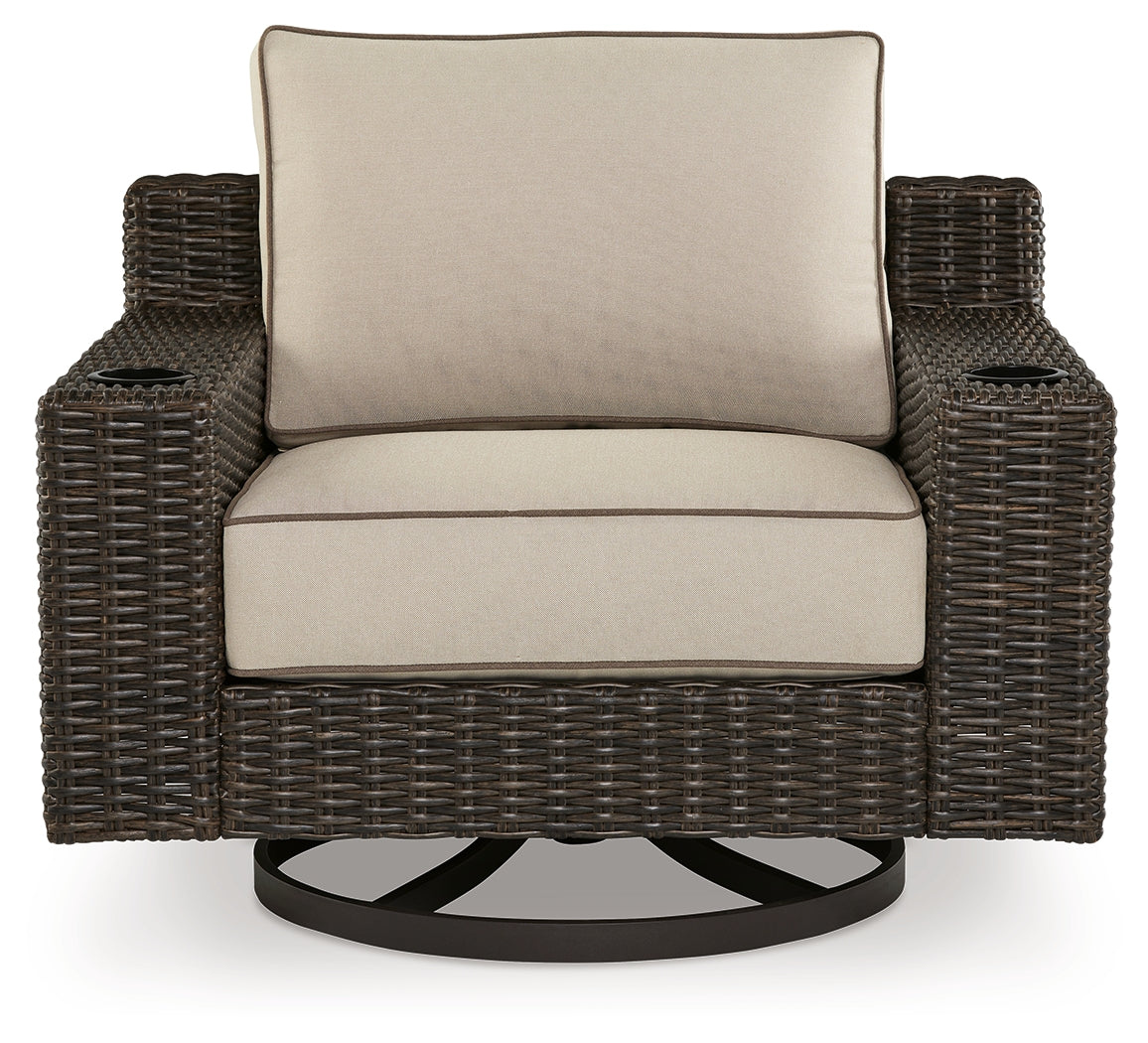 Coastline Brown Bay Outdoor Swivel Lounge With Cushion