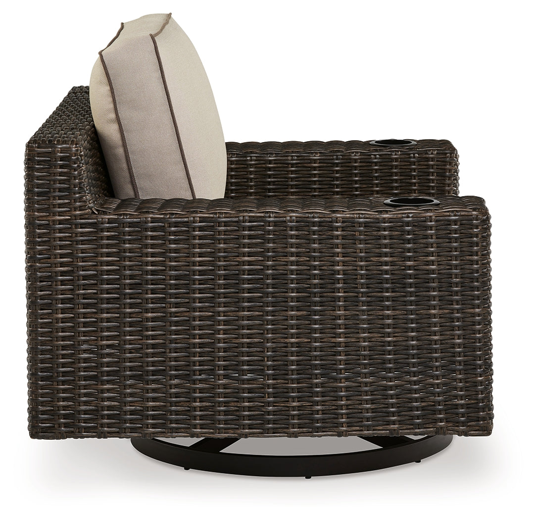 Coastline Brown Bay Outdoor Swivel Lounge With Cushion