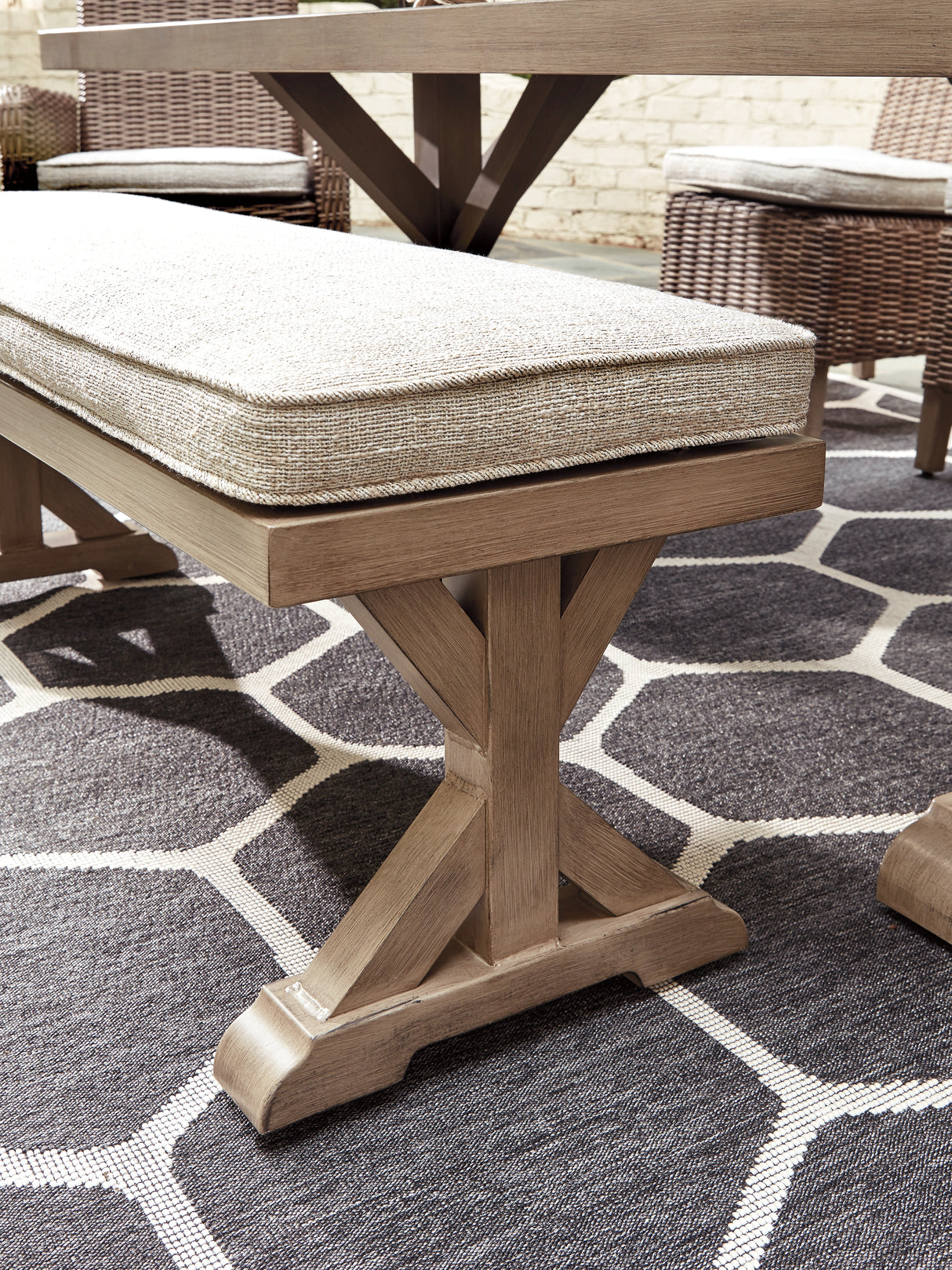 Beachcroft Beige Bench With Cushion