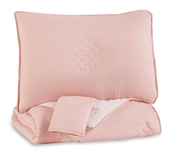 Lexann Pink/White/Gray Full Comforter Set