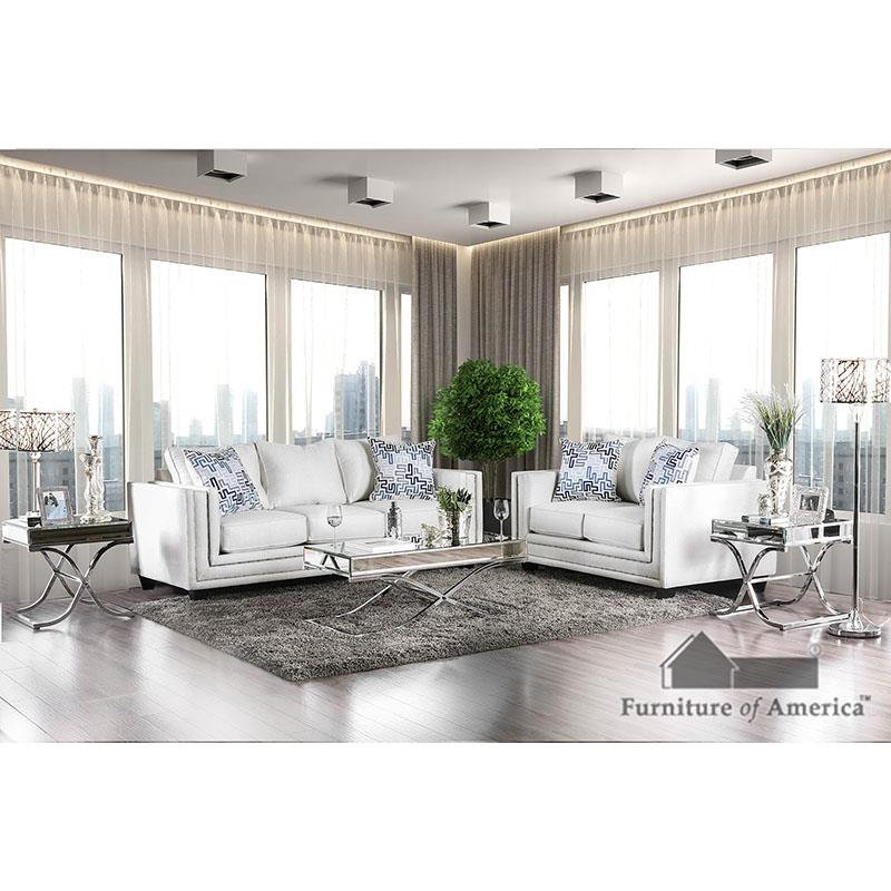 Ilse Off-White/Blue Sofa Set