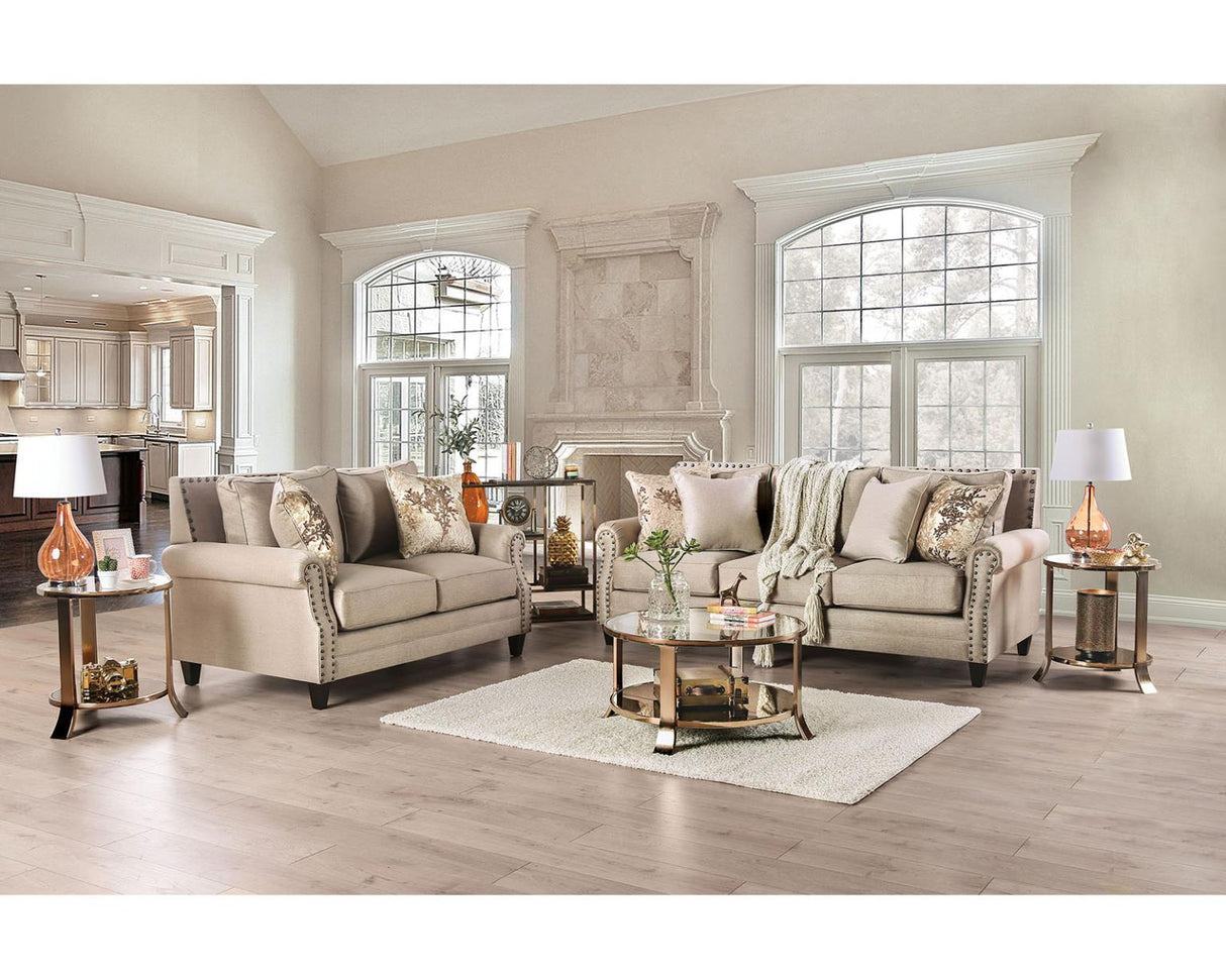Briana Beige/Gold Sofa Set