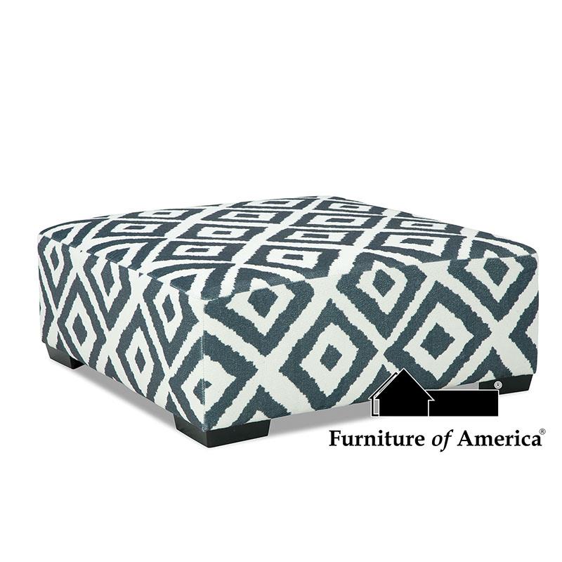 Loughton Gun Metal/Ivory Ottoman