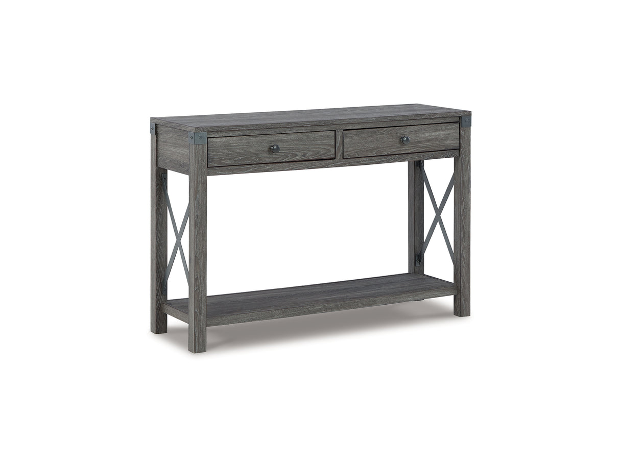 Freedan Grayish Brown Lift-Top Coffee Table, 2 End Tables And Console