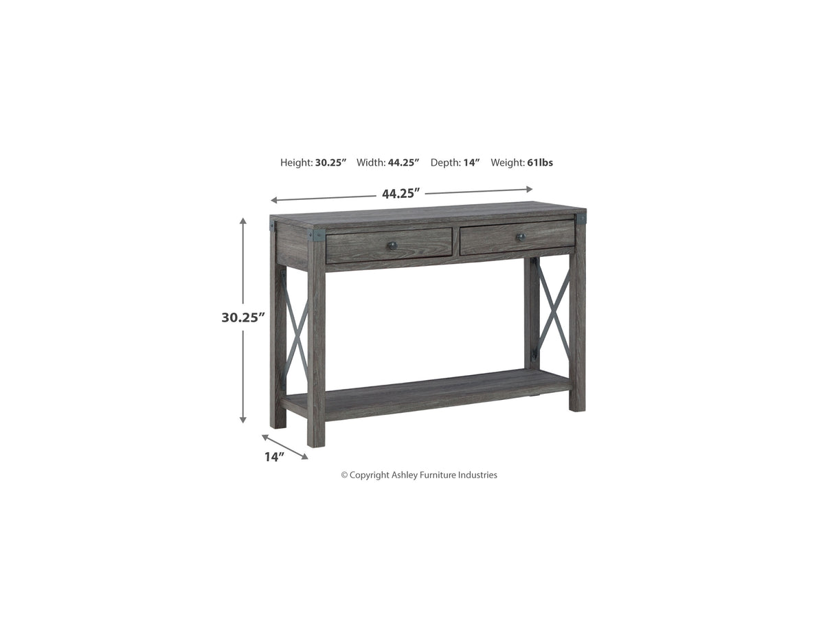 Freedan Grayish Brown Lift-Top Coffee Table, 2 End Tables And Console