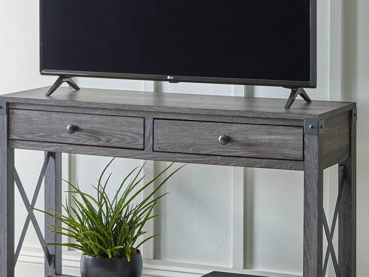 Freedan Grayish Brown Lift-Top Coffee Table, 2 End Tables And Console