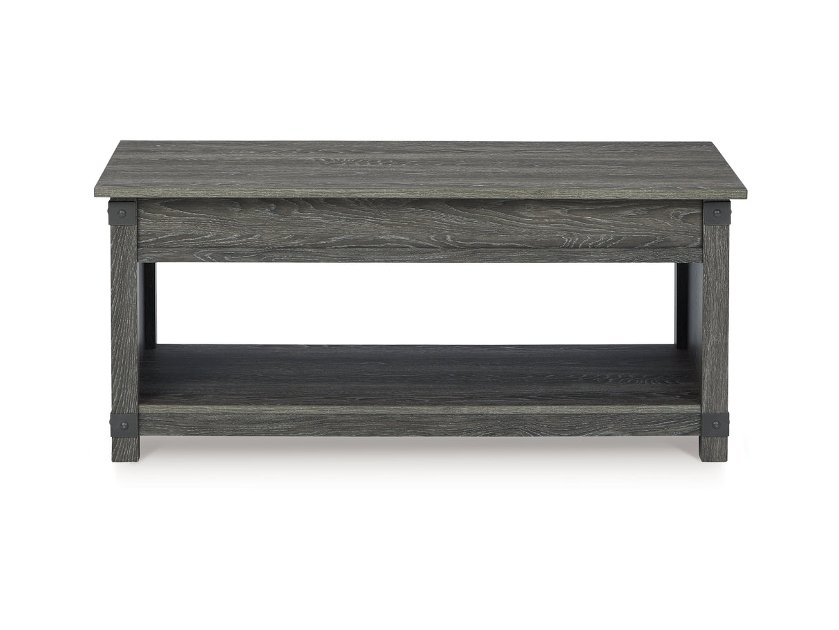 Freedan Grayish Brown Lift-Top Coffee Table, 2 End Tables And Console