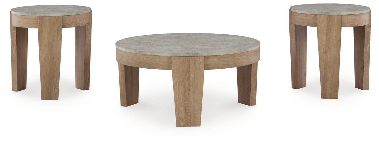 Guystone Light Brown Table (Set Of 3)