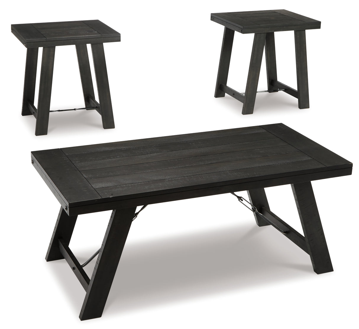Noorbrook Black/Pewter Table (Set Of 3)