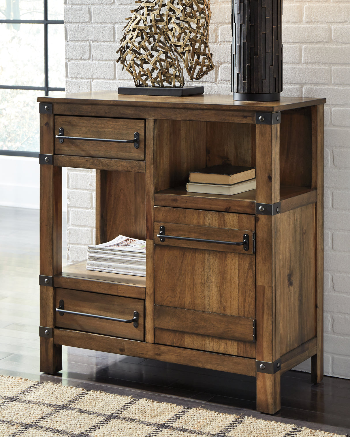 Roybeck Light Brown/Bronze Accent Cabinet