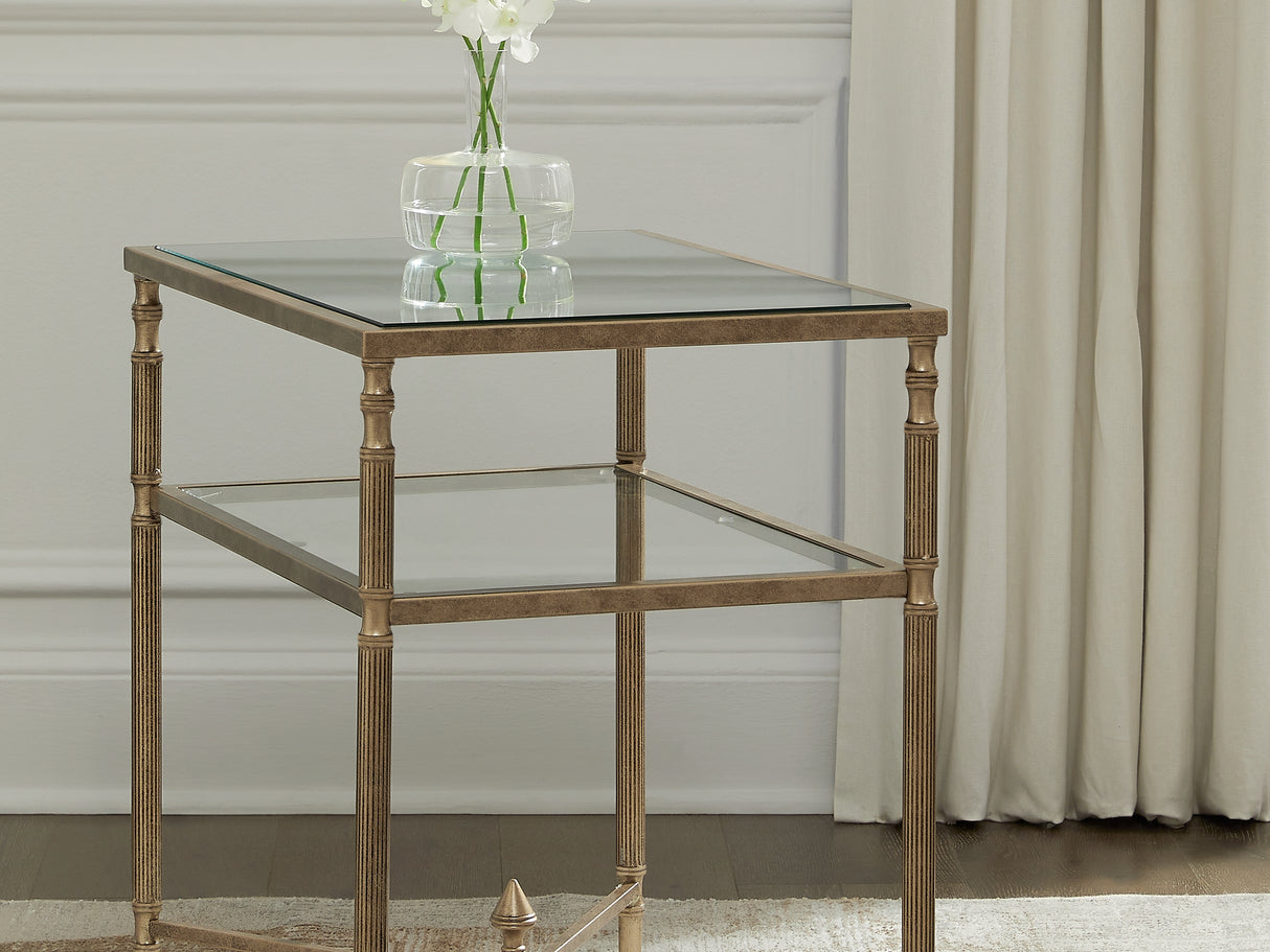 Cloverty Aged Gold Finish Coffee Table And 2 End Tables