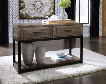 Johurst Grayish Brown Sofa/Console Table