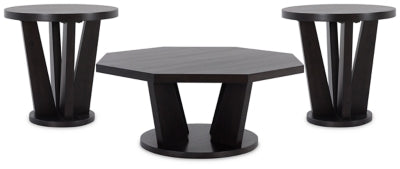 Chasinfield Dark Brown Coffee Table And 2 End Tables