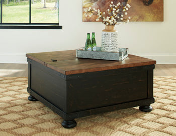 Valebeck Black/Brown Coffee Table With Lift Top