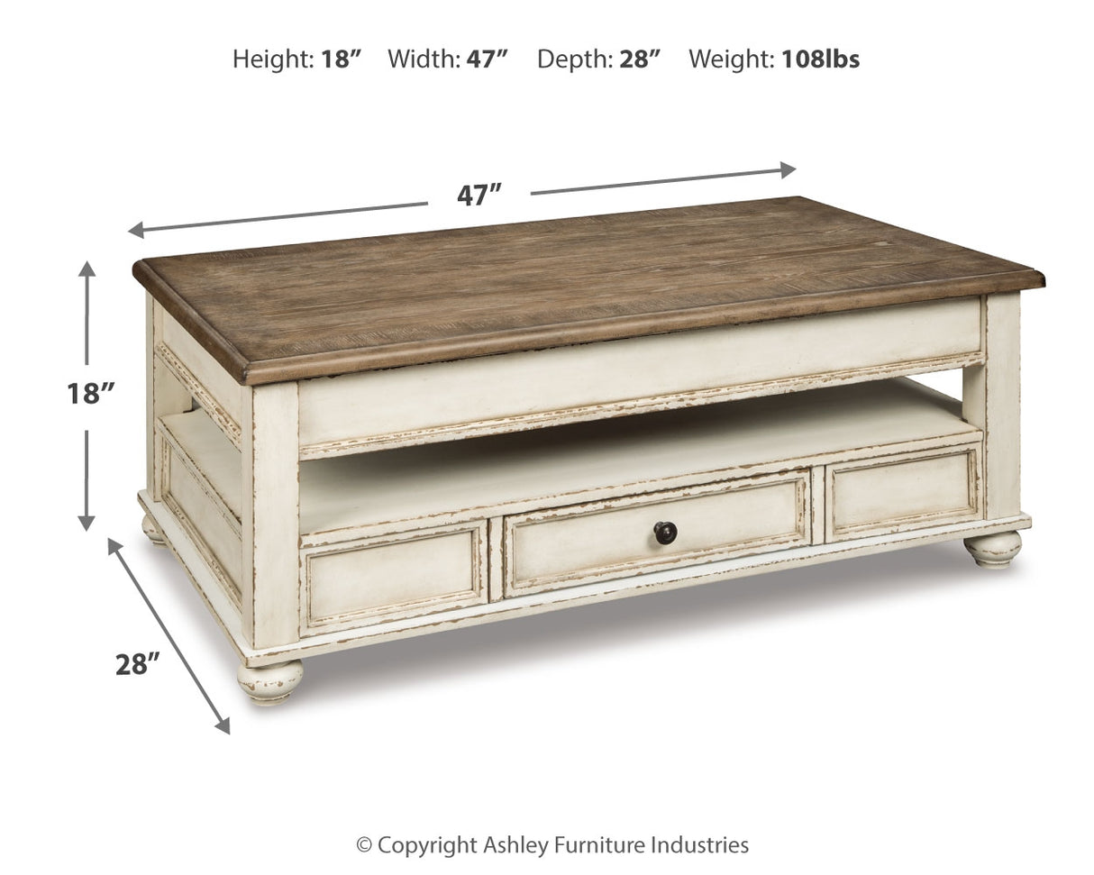 Realyn White/Brown Coffee Table With Lift Top