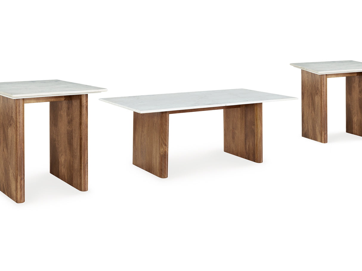 Isanti Light Brown/White Coffee Table And 2 End Tables