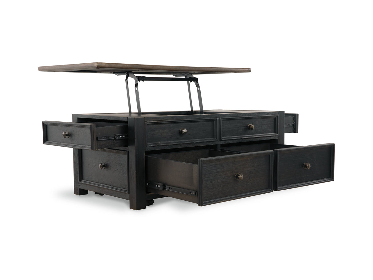 Tyler Creek Grayish Brown/Black Coffee Table And 2 End Tables With Console