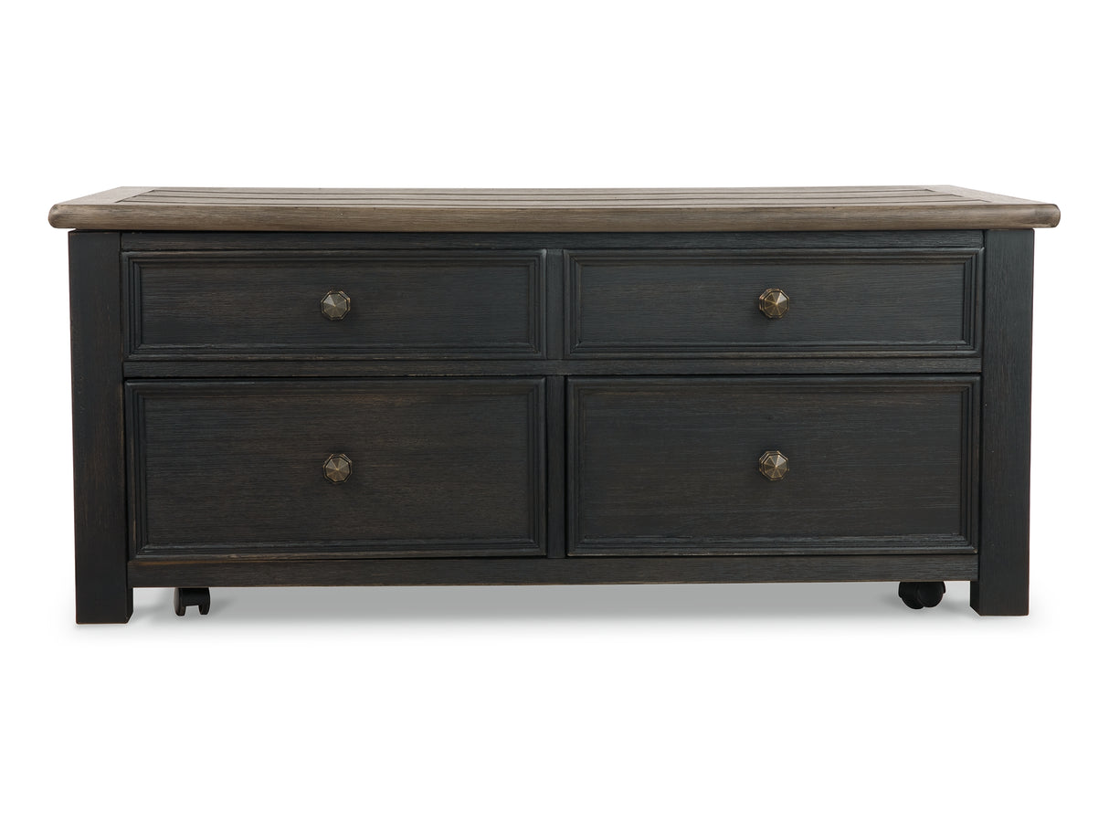 Tyler Creek Grayish Brown/Black Coffee Table And 2 End Tables With Console