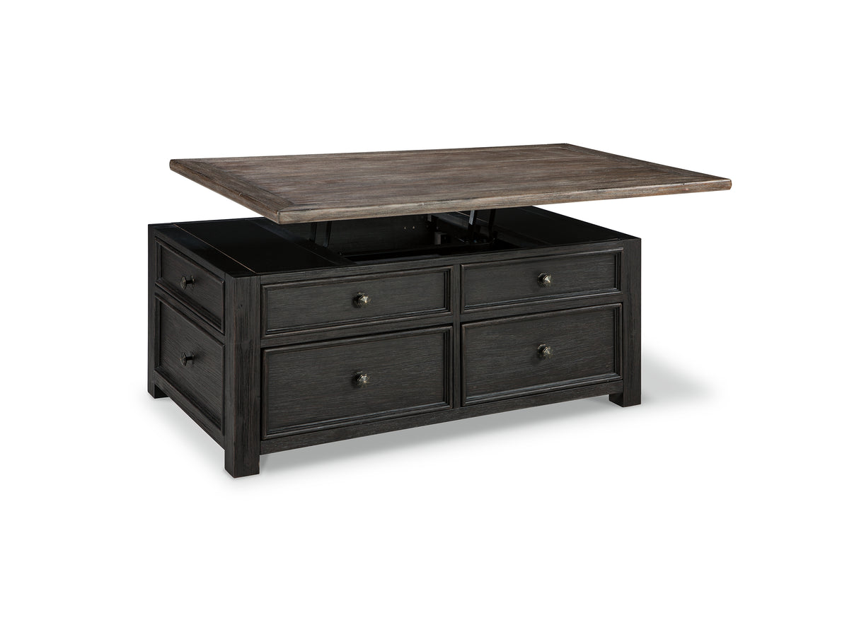 Tyler Creek Grayish Brown/Black Coffee Table And 2 End Tables With Console