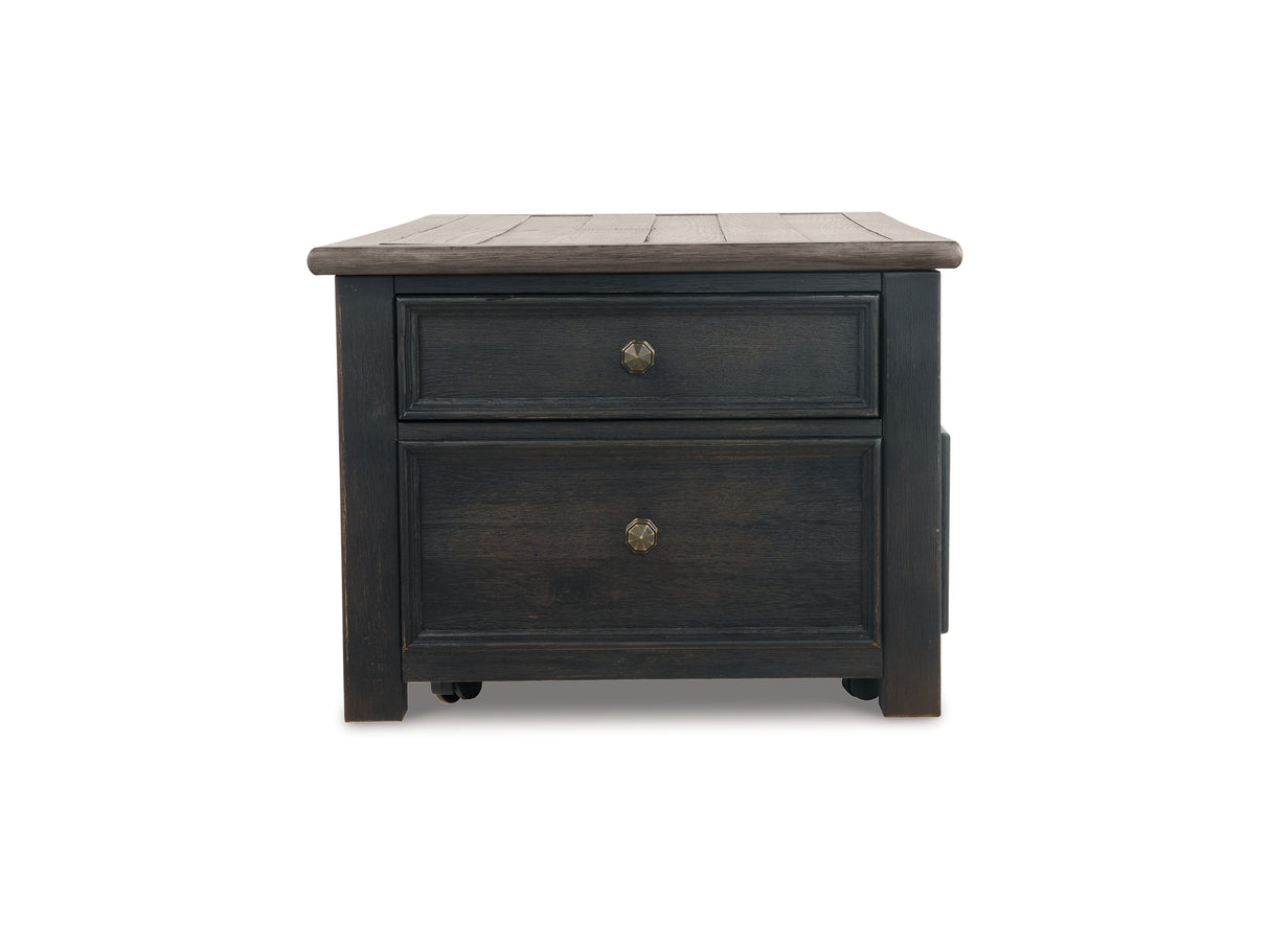 Tyler Creek Grayish Brown/Black Coffee Table And 2 End Tables With Console