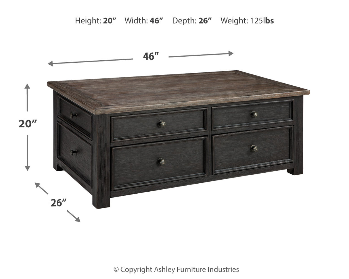 Tyler Grayish Brown/Black Creek Coffee Table With Lift Top