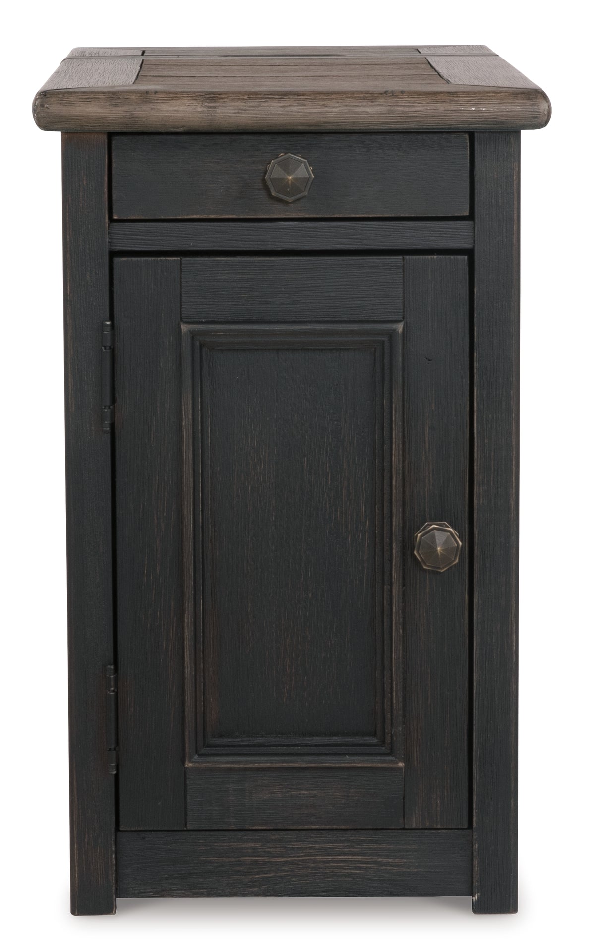 Tyler Grayish Brown/Black Creek Chairside End Table With Usb Ports & Outlets