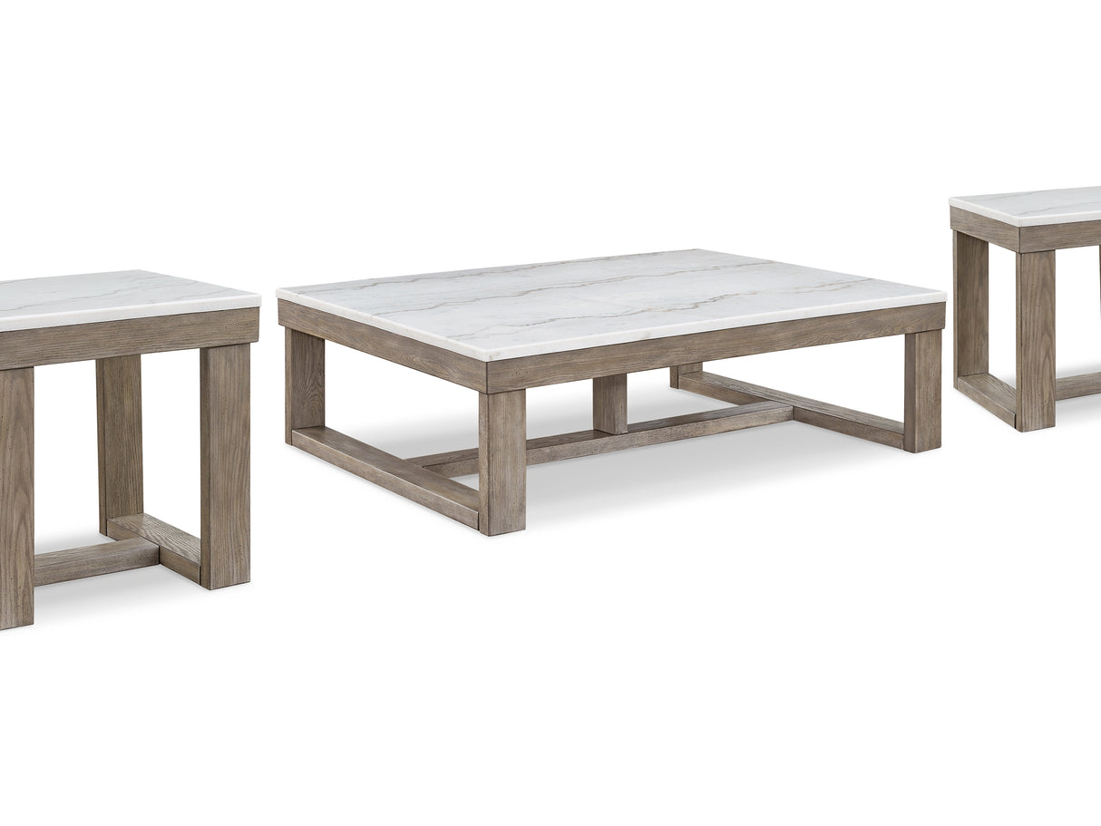 Loyaska Brown/Ivory Coffee Table And 2 End Tables