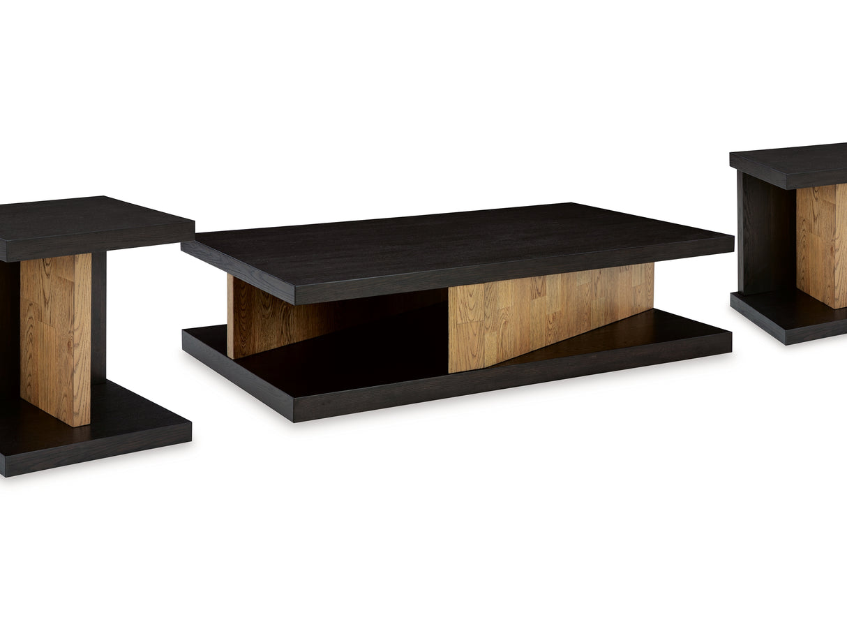 Kocomore Brown/Natural Coffee Table And 2 Chairside End Tables