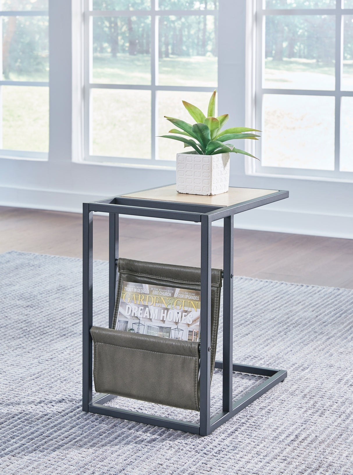 Freslowe Light Brown/Black Chairside End Table