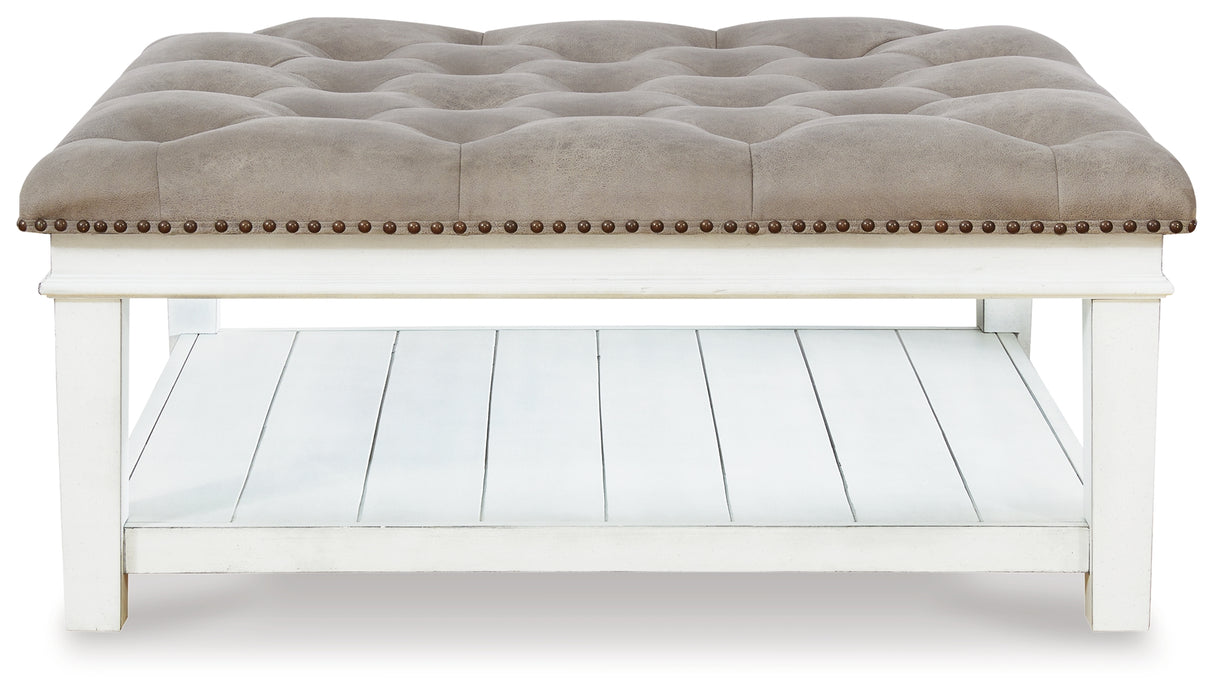 Kanwyn Whitewash Upholstered Ottoman Coffee Table