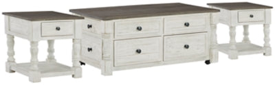 Havalance White/Gray Lift Top Coffee Table And 2 End Tables