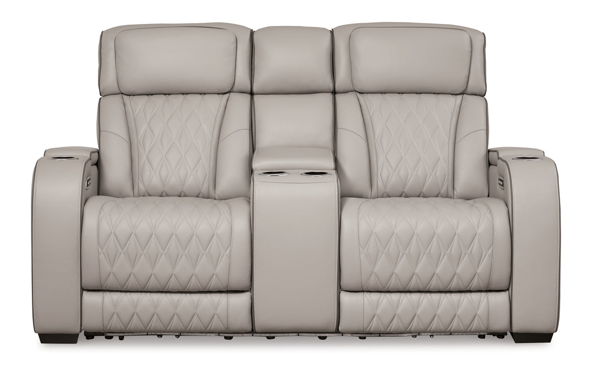 Boyington Caramel Power Reclining Loveseat With Console
