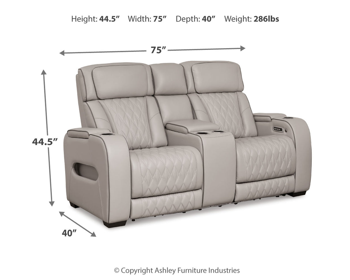 Boyington Caramel Power Reclining Loveseat With Console