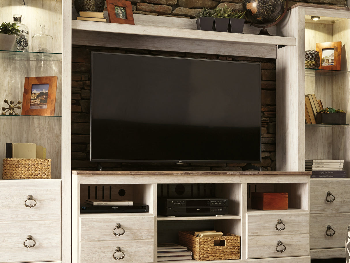 Willowton Whitewash 3-Piece Entertainment Center
