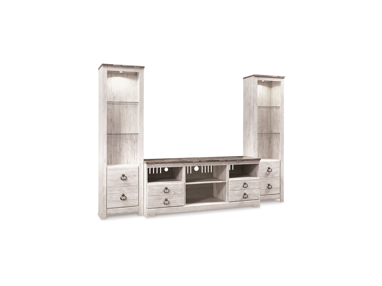 Willowton Whitewash 3-Piece Entertainment Center