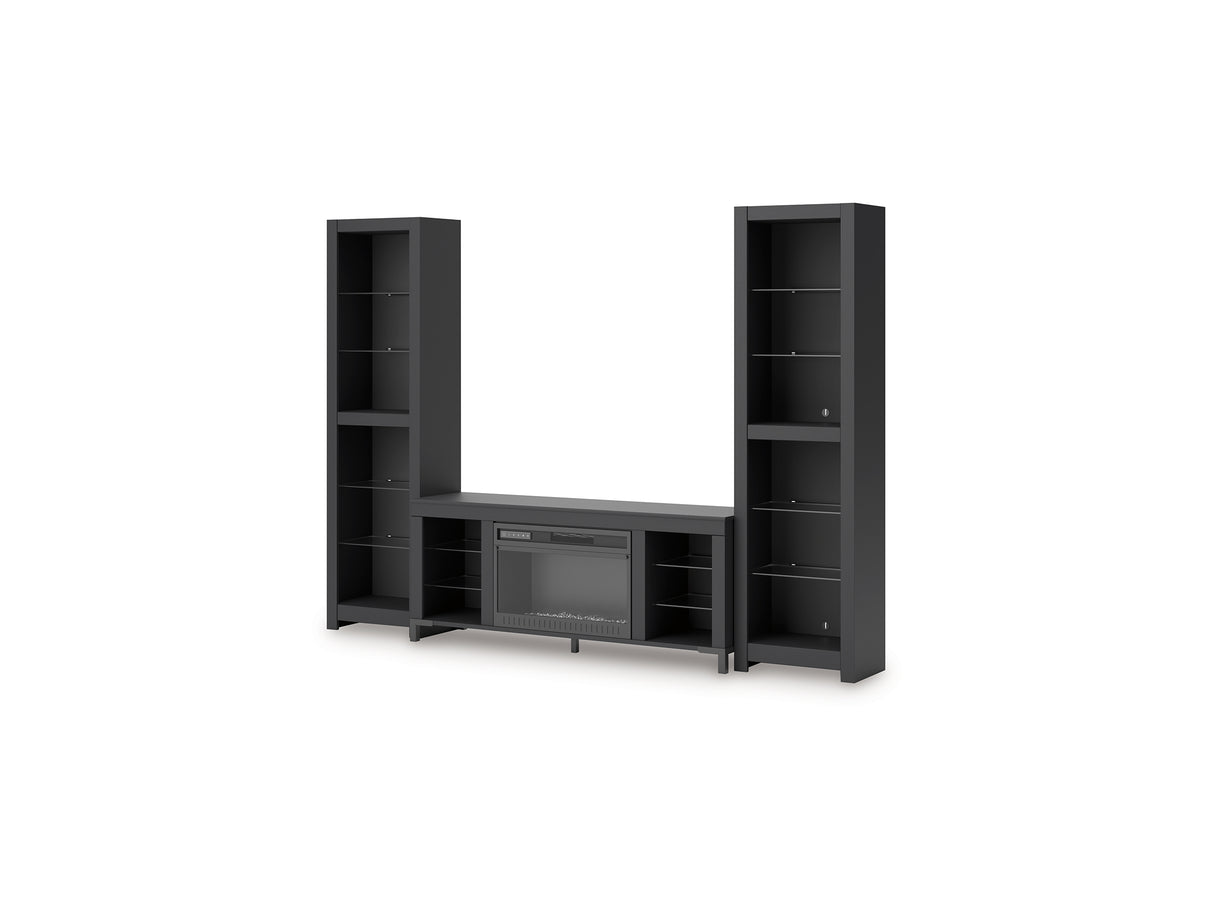 Cayberry Black 3-Piece Entertainment Center With Electric Fireplace