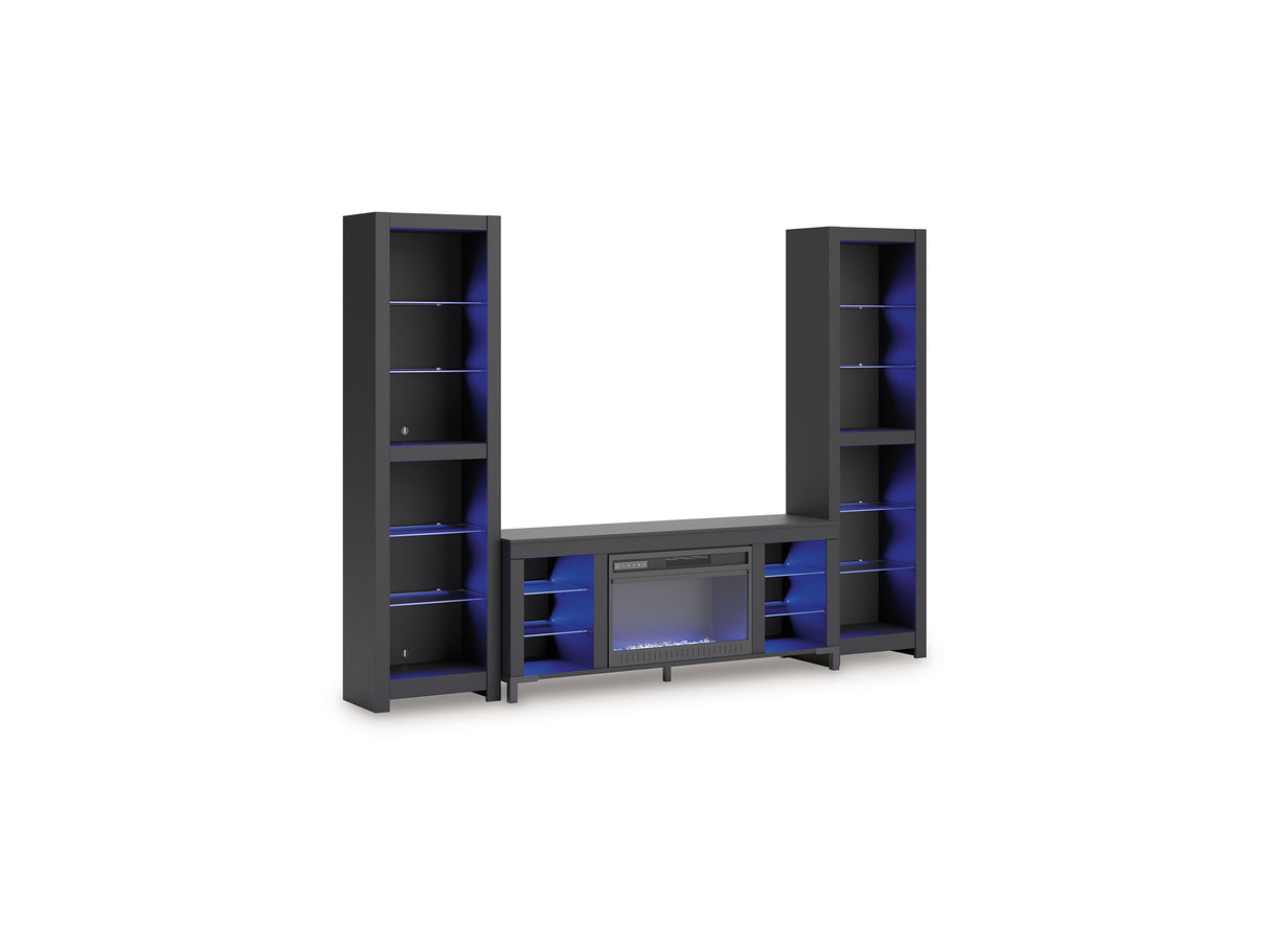 Cayberry Black 3-Piece Entertainment Center With Electric Fireplace