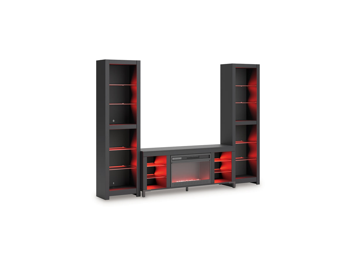 Cayberry Black 3-Piece Entertainment Center With Electric Fireplace