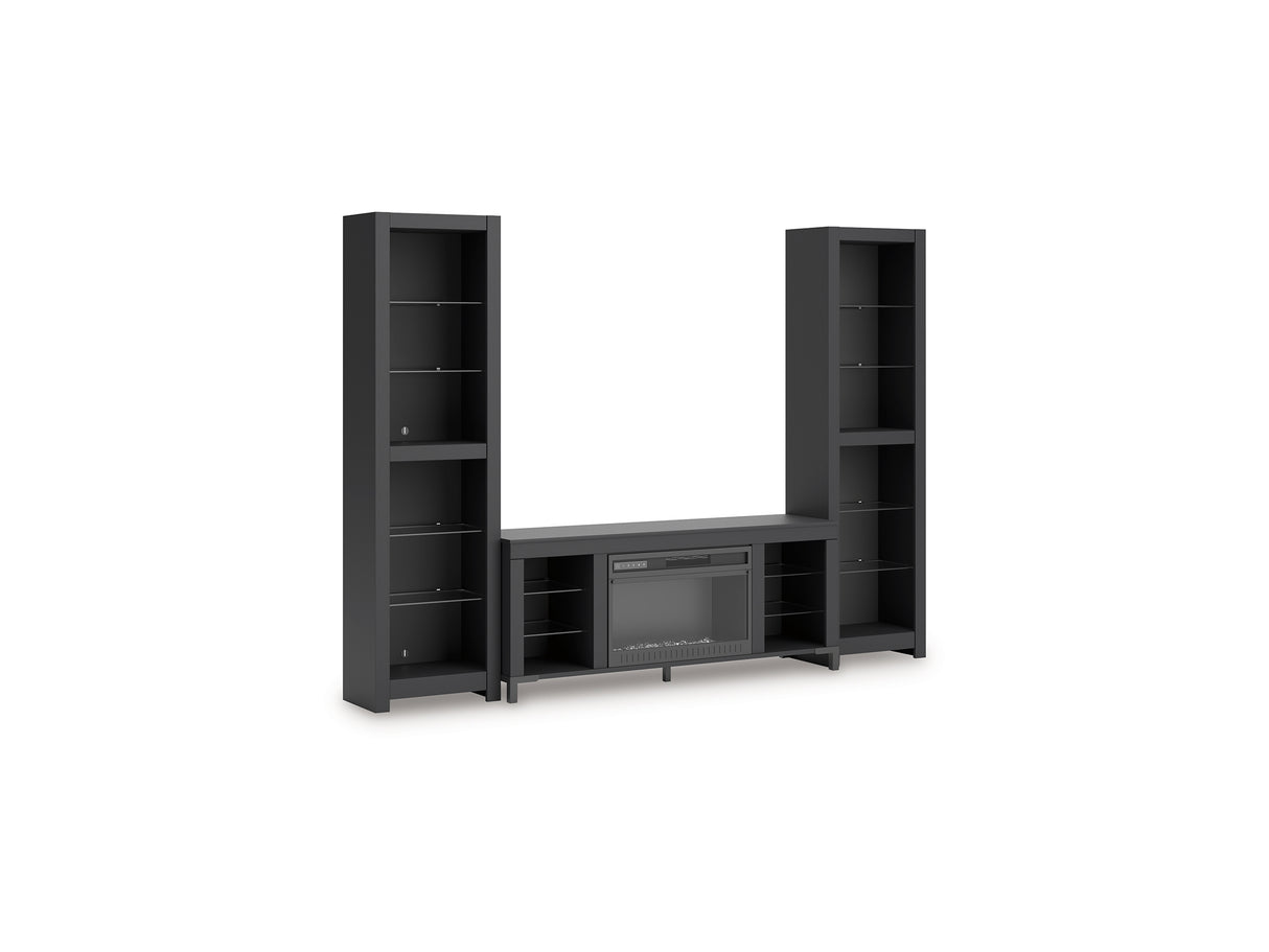 Cayberry Black 3-Piece Entertainment Center With Electric Fireplace