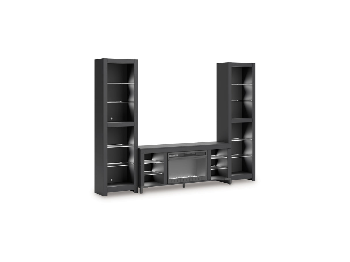 Cayberry Black 3-Piece Entertainment Center With Electric Fireplace