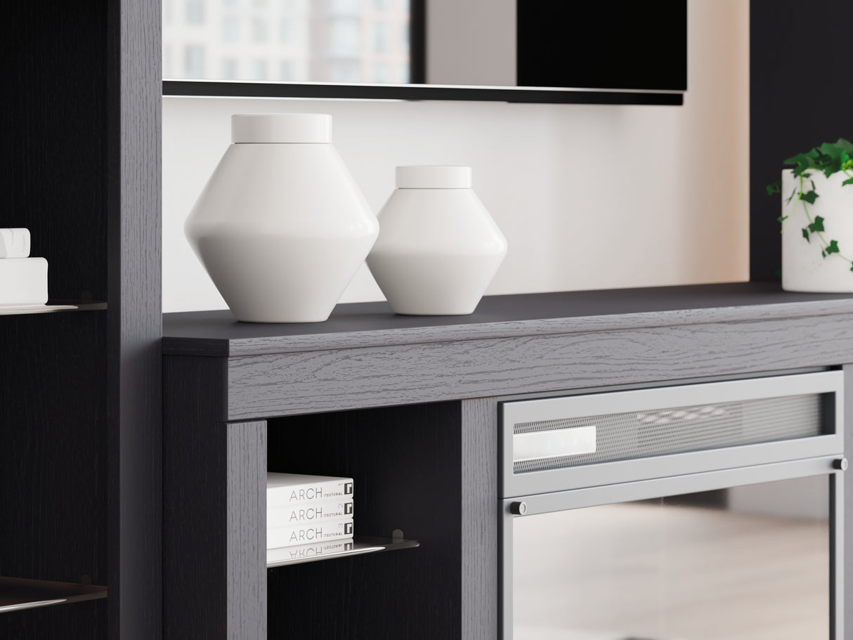 Cayberry Black 3-Piece Entertainment Center With Electric Fireplace
