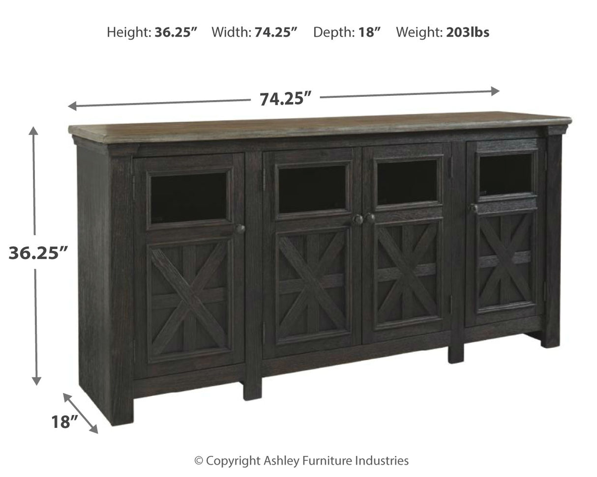 Tyler Black/Gray Creek 74" Tv Stand