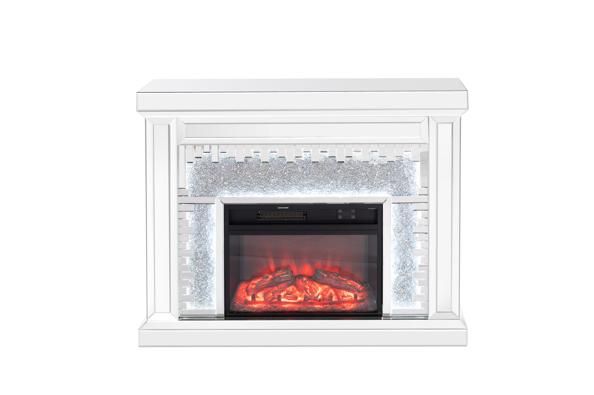 Crushed Diamonds LED Mirrored Fireplace