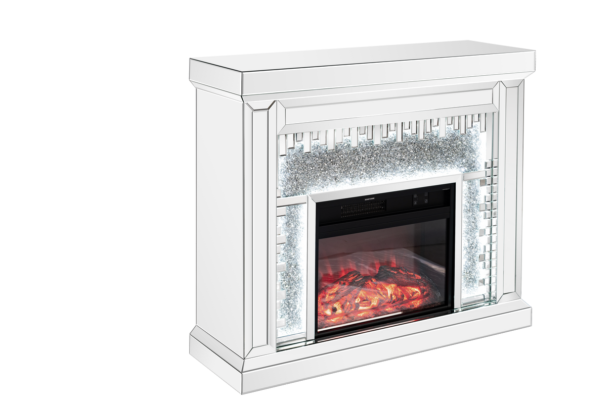Crushed Diamonds LED Mirrored Fireplace
