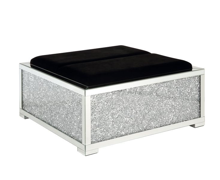 Noralie Mirrored & Faux Diamonds Ottoman
