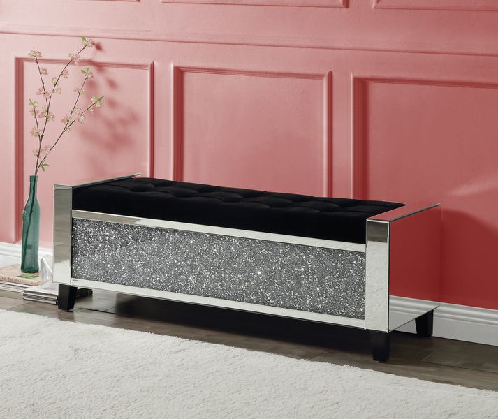 Noralie Mirrored & Faux Diamonds Bench