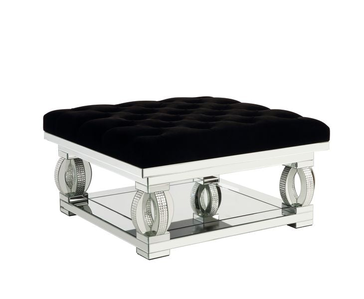 Lotus Faux Square Diamonds Ottoman